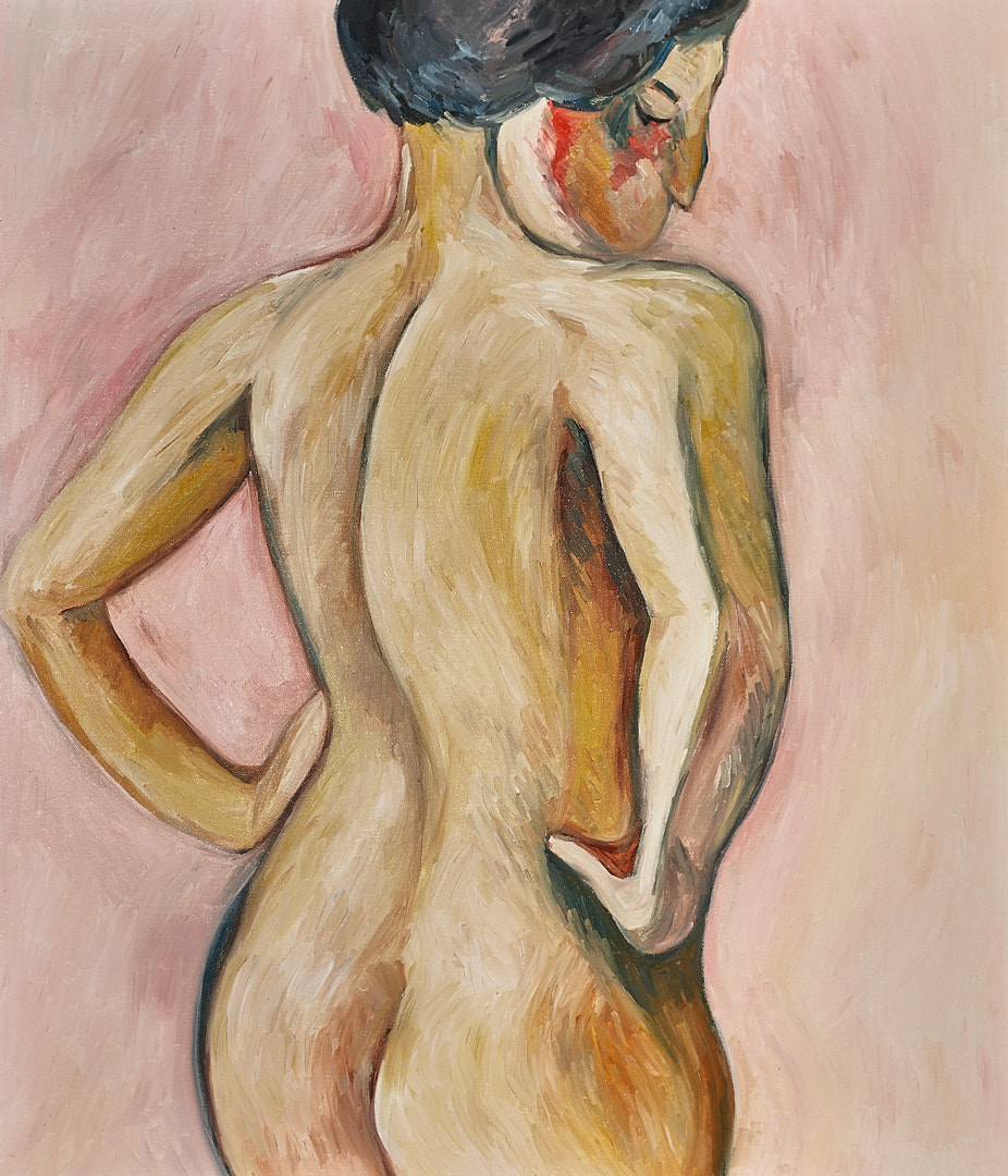 叉腰的女人-布面油画，60x70x2.3cm，¥900