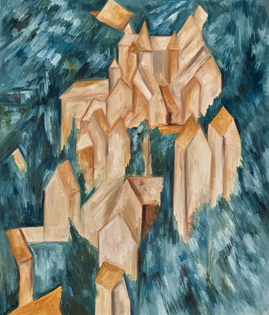 拉罗什盖恩城堡-布面油画，60x70x3.7cm，¥1200