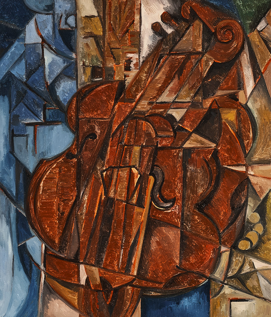 小提琴-布面油画，60x70x3.7cm，¥2400